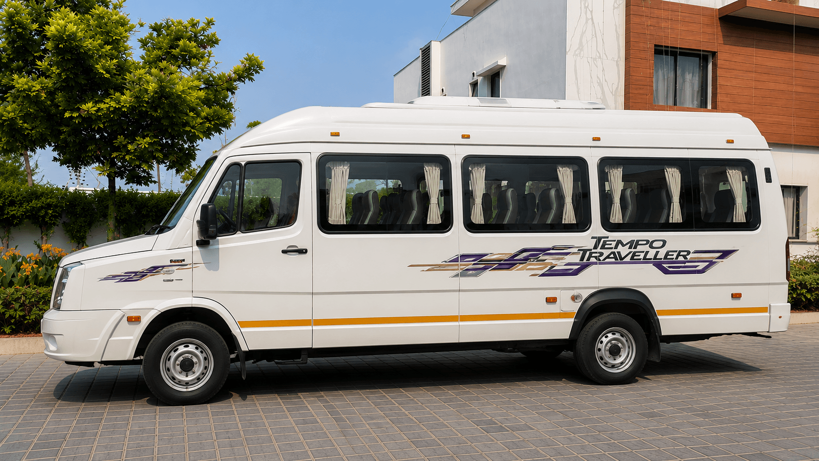 12 Seater Tempo Traveller group commercial van booking for Chennai and Pondicherry airport routes
